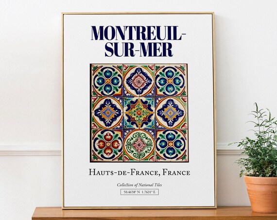 Montreuil-Sur-Mer France Folk Tile Travel Poster