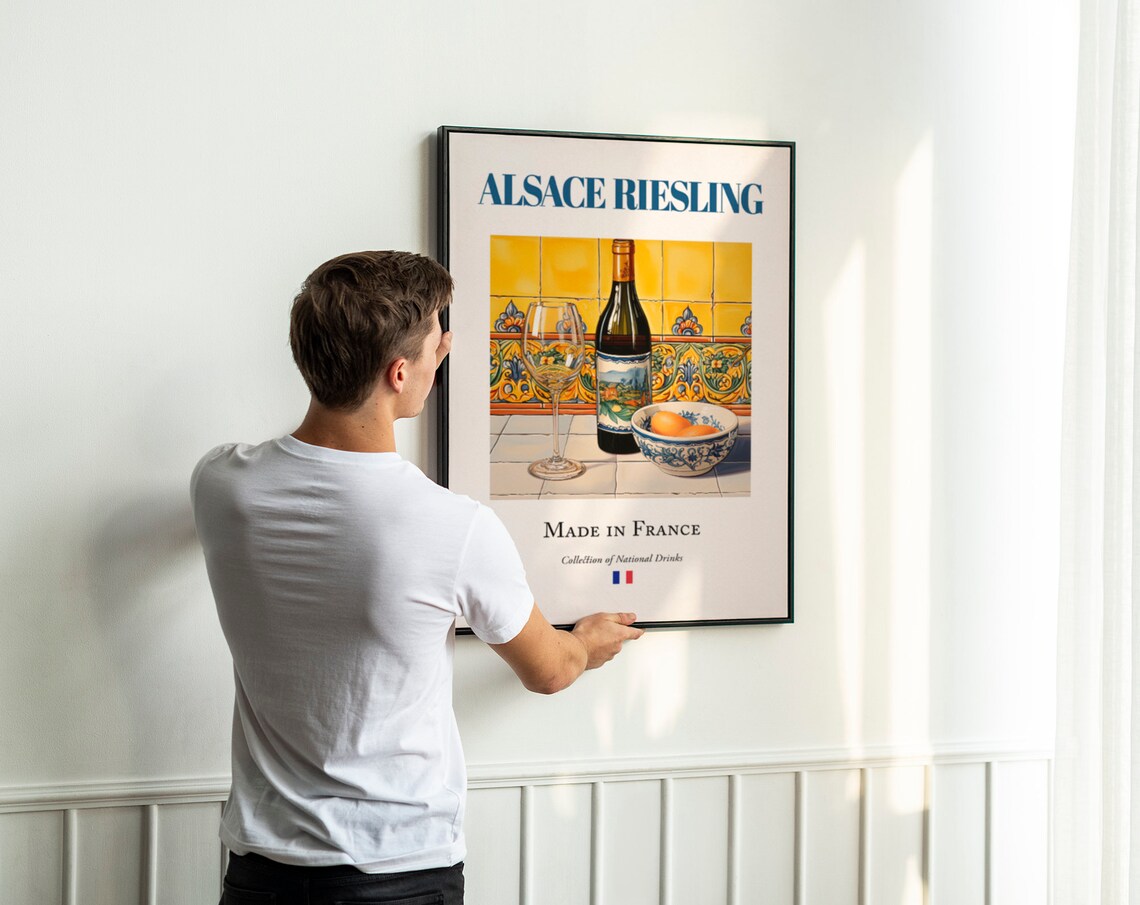Traditional Alsace Riesling on Maiolica Tile Poster - Image 3