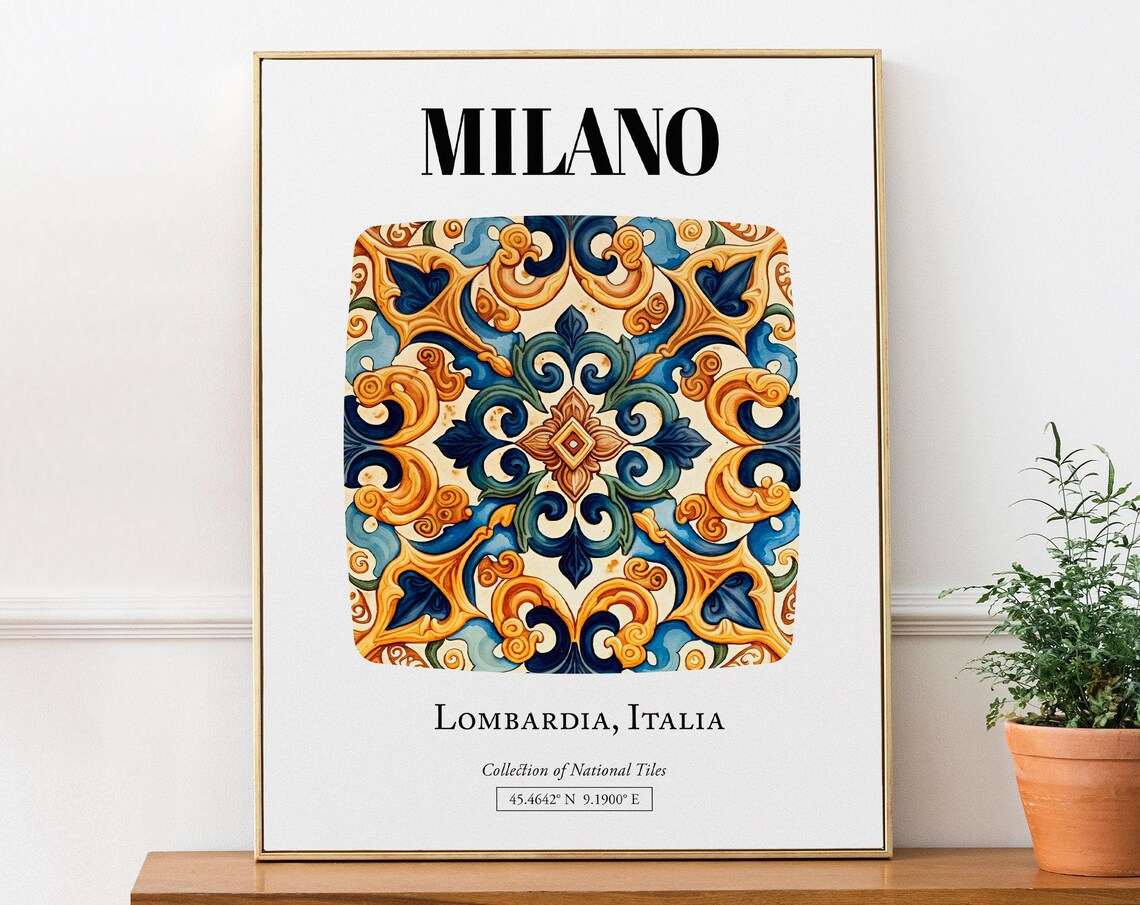 Milano Lombardia Italy Traditional Tile Pattern Art Print