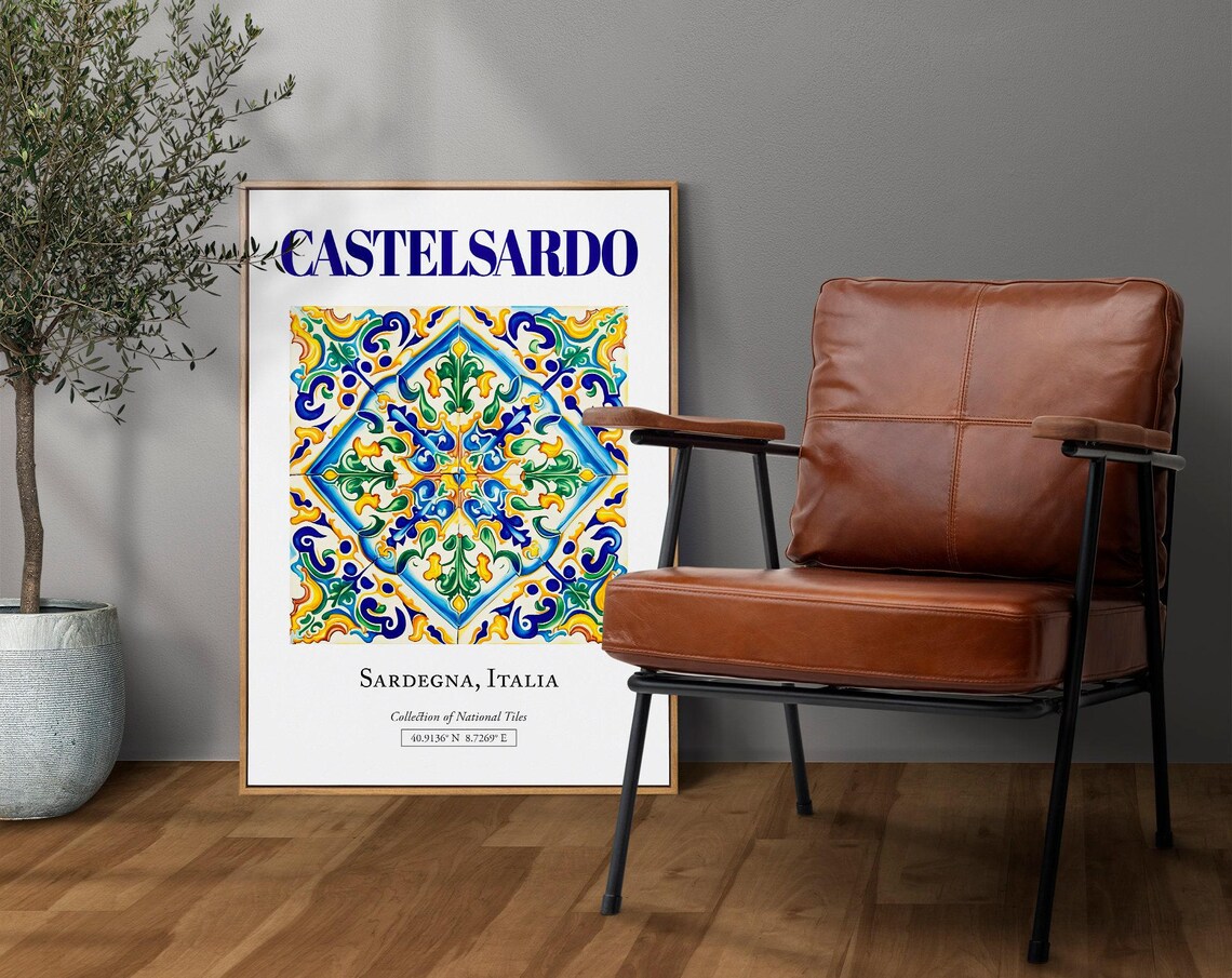 Castelsardo Sardegna Italy Maiolica Tile Travel Poster