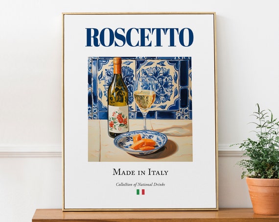 Roscetto Wine on Maiolica Tile, Italian Drink Art Print