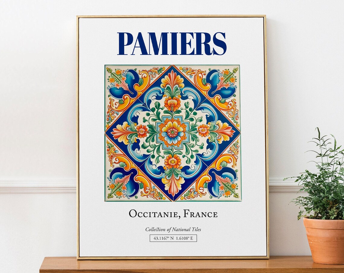 Pamiers Occitanie France Folk Tile Art Print