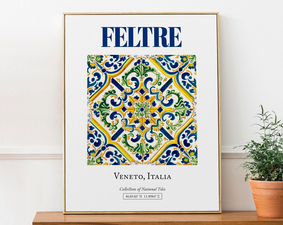 Feltre Veneto Italy Folk Maiolica Tile Poster