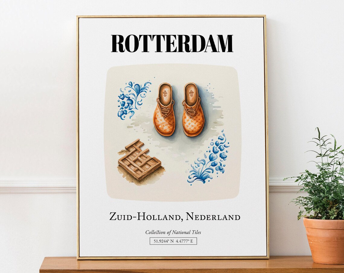 Rotterdam Delft Tile Pattern Travel Poster