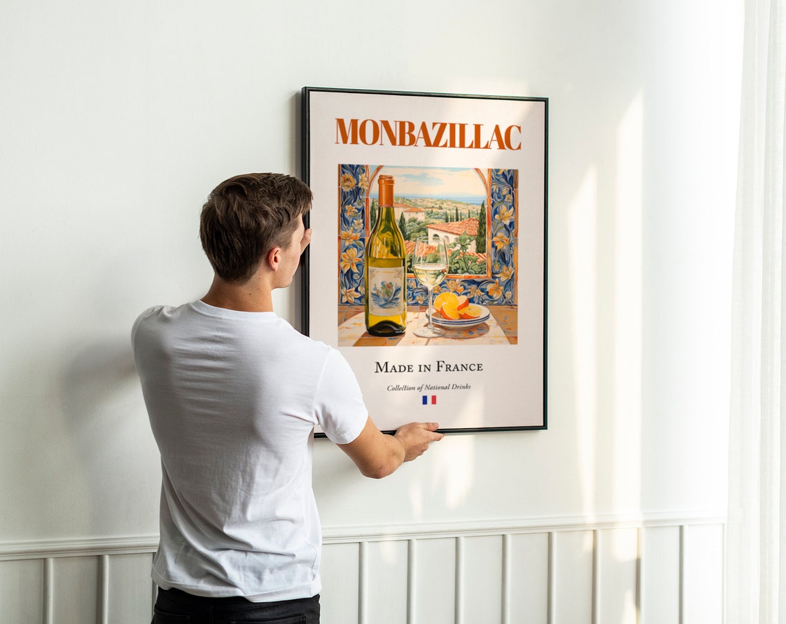 Monbazillac Wine on Maiolica Tile, Dordogne Art Print - Image 2