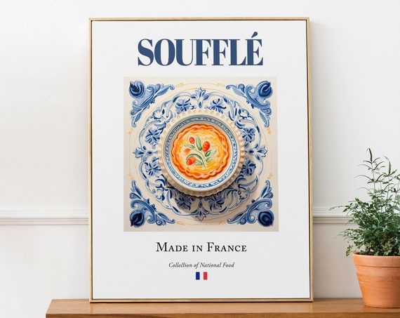 Soufflé on Maiolica Tile Plate, French Food Art Print