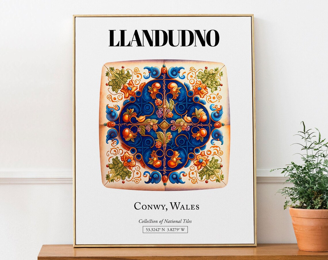Llandudno Conwy Wales Tile Pattern Travel Poster