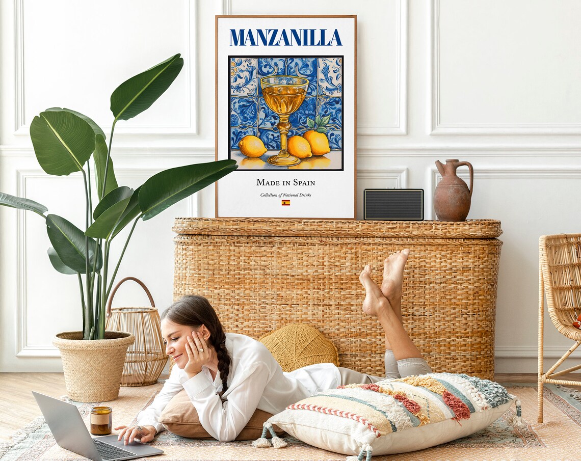 Manzanilla on Maiolica Tile Spanish Beverage Art Print - Image 2