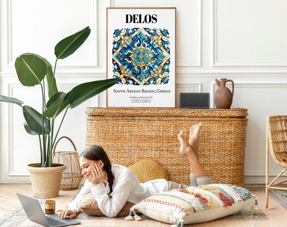 Delos Ancient Tile Pattern Greek Island Travel Poster - Image 2