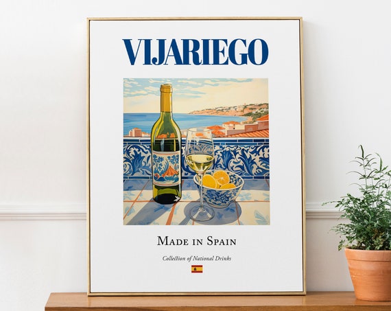 Vijariego Wine on Maiolica Tile, Traditional Poster Print