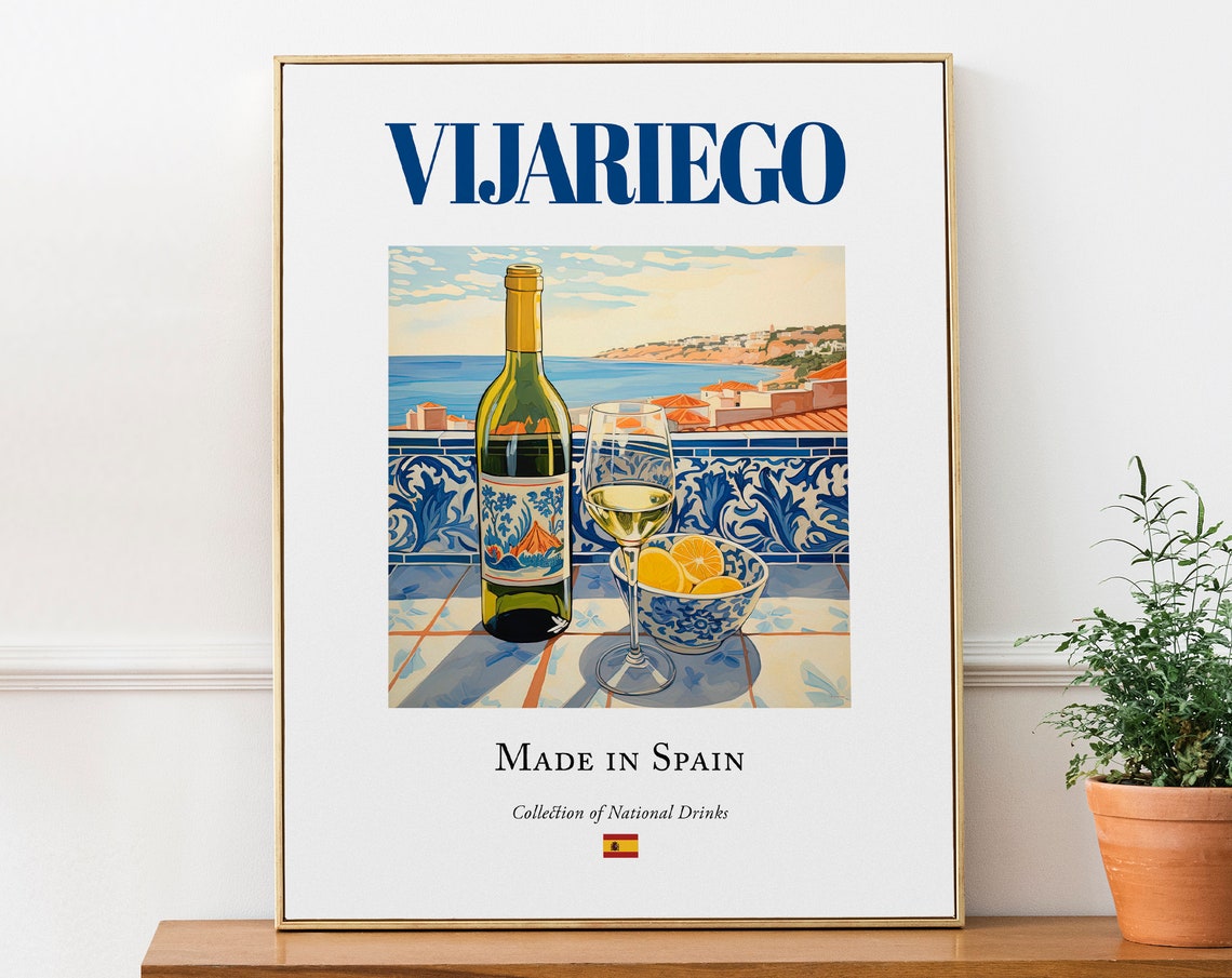 Vijariego Wine on Maiolica Tile, Traditional Poster Print