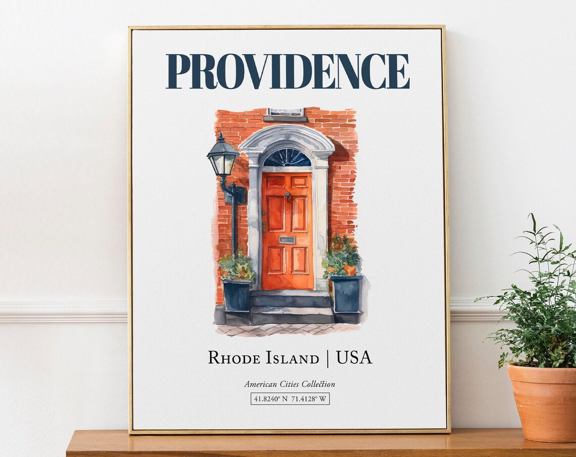 Providence Rhode Island Minimalist Watercolor Travel Poster