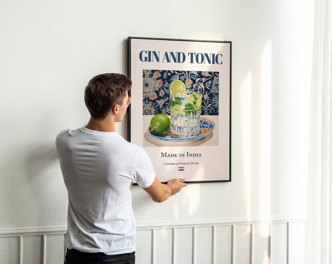 Gin And Tonic On Maiolica Tile, Kitchen Bar Art Print - Image 4