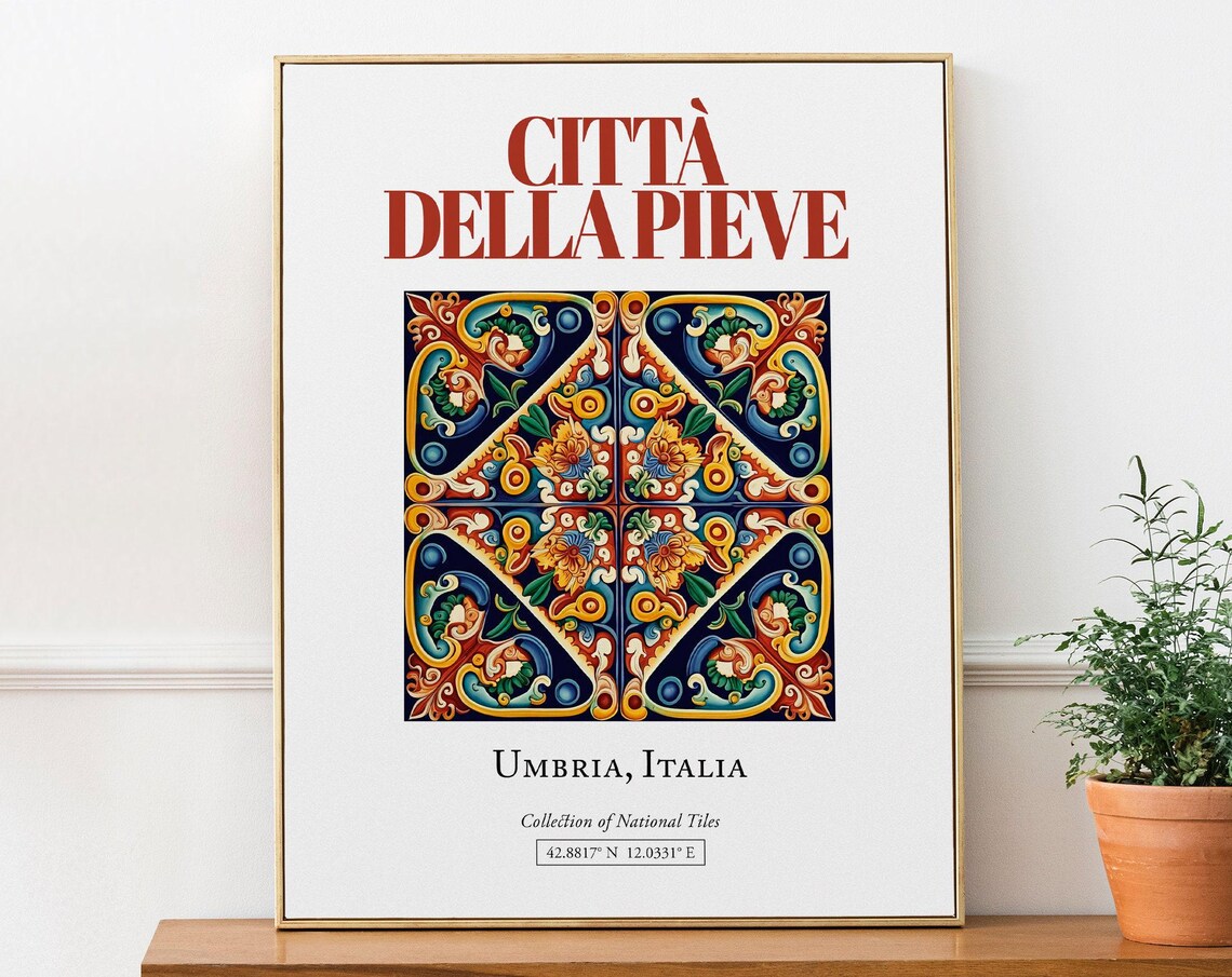 Citt e0 Della Pieve Umbria Italy Maiolica Tile Travel Poster