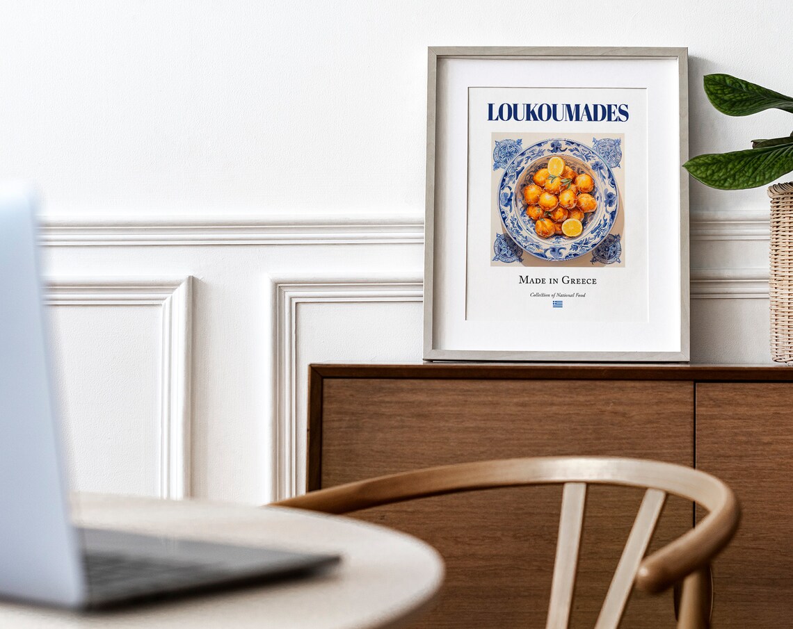 Loukoumades On Maiolica Tile Plate, Greek Food Art Print - Image 3