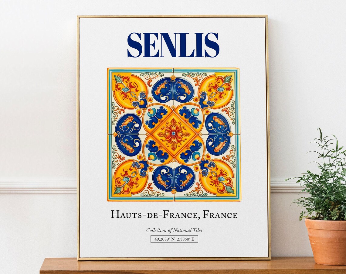 Senlis, Hauts-de-France France Folk Travel Poster