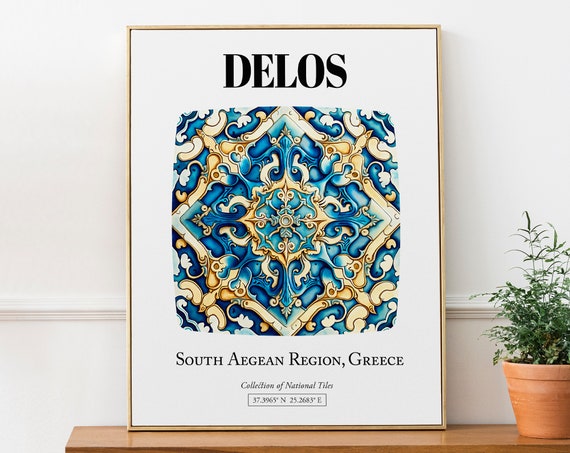 Delos Ancient Tile Pattern Greek Island Travel Poster