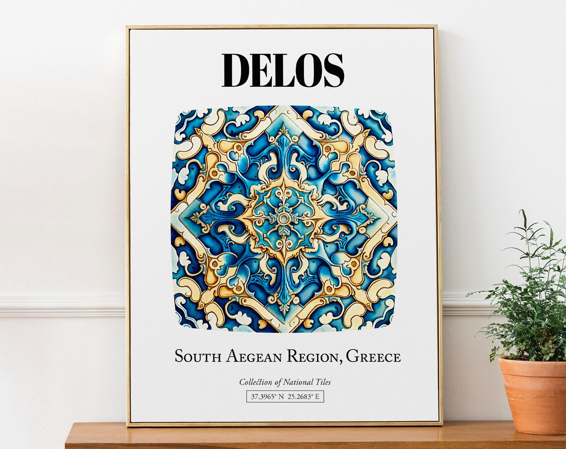 Delos Ancient Tile Pattern Greek Island Travel Poster