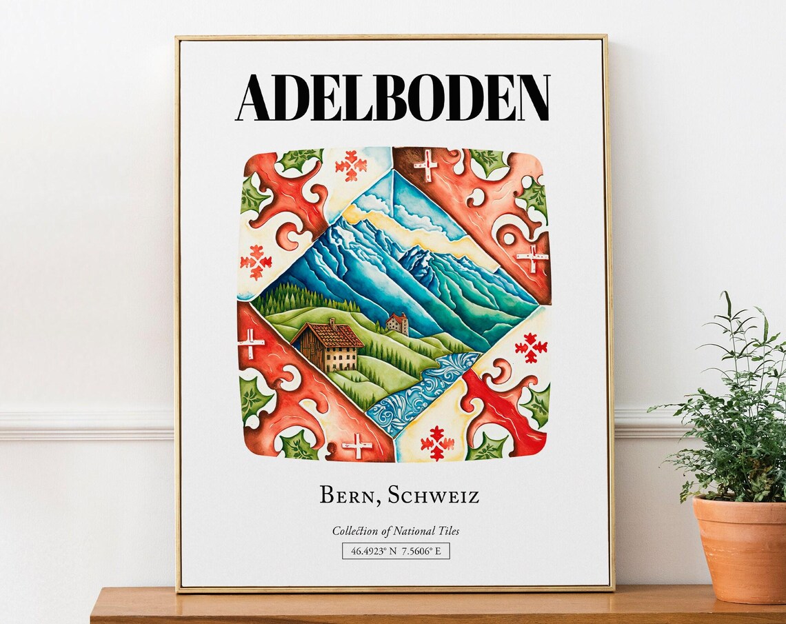 Adelboden Bern Schweiz Traditional Tile Pattern Poster