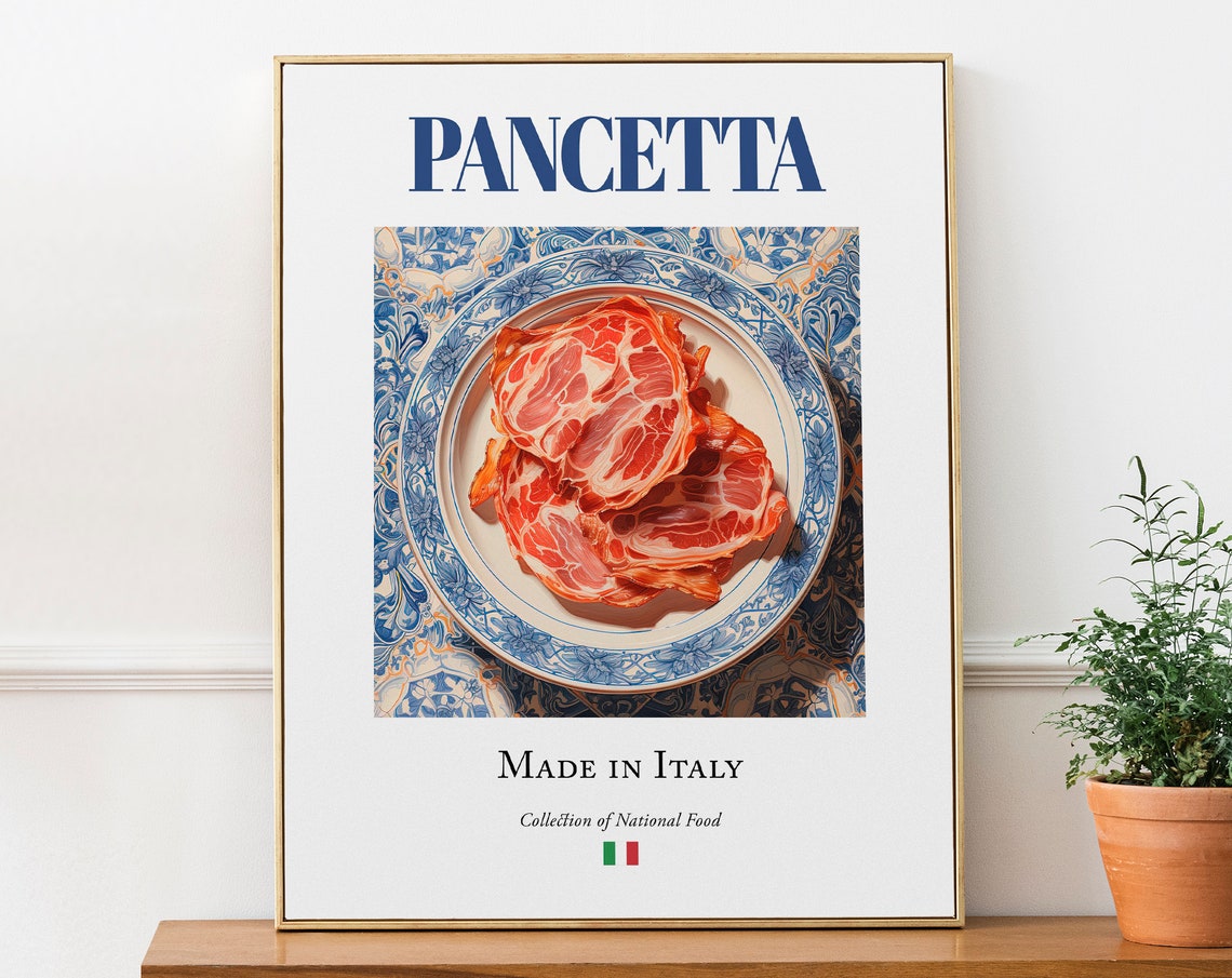 Pancetta on Maiolica Tile Plate, Italian Food Art Print