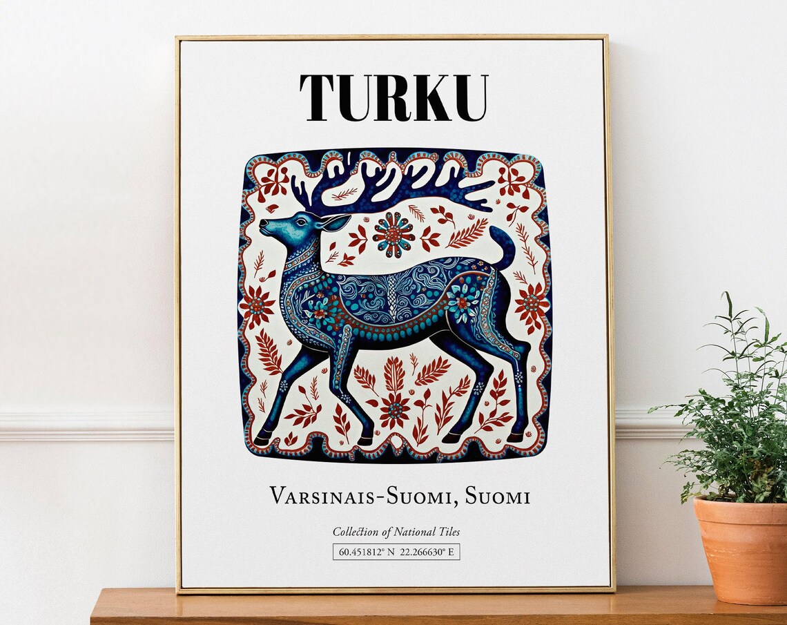 Turku Varsinaisfinland Finland Tile Pattern Travel Poster