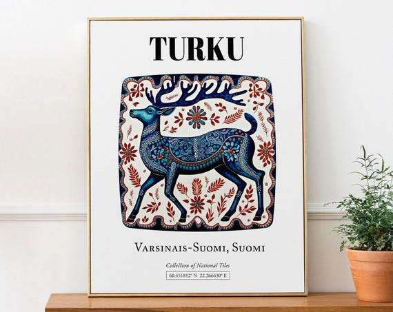 Turku Varsinaisfinland Finland Tile Pattern Travel Poster