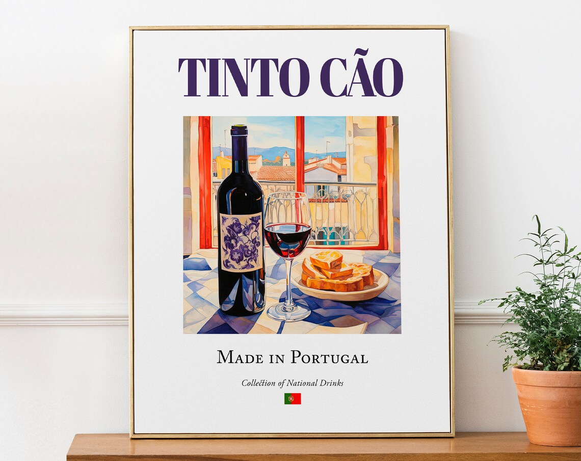 Tinto Co on Azulejo Tile, Portugal Travel Poster