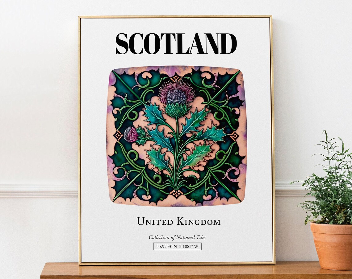 Scotland Traditional Tile Pattern Travel Poster