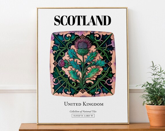 Scotland Traditional Tile Pattern Travel Poster