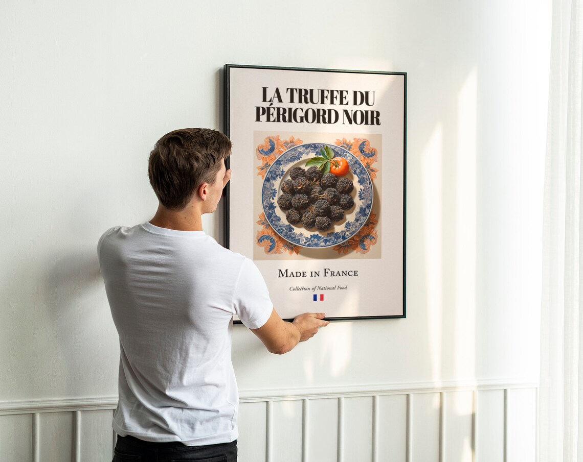 Black Prigord Truffle on Maiolica Tile Plate Poster - Image 3