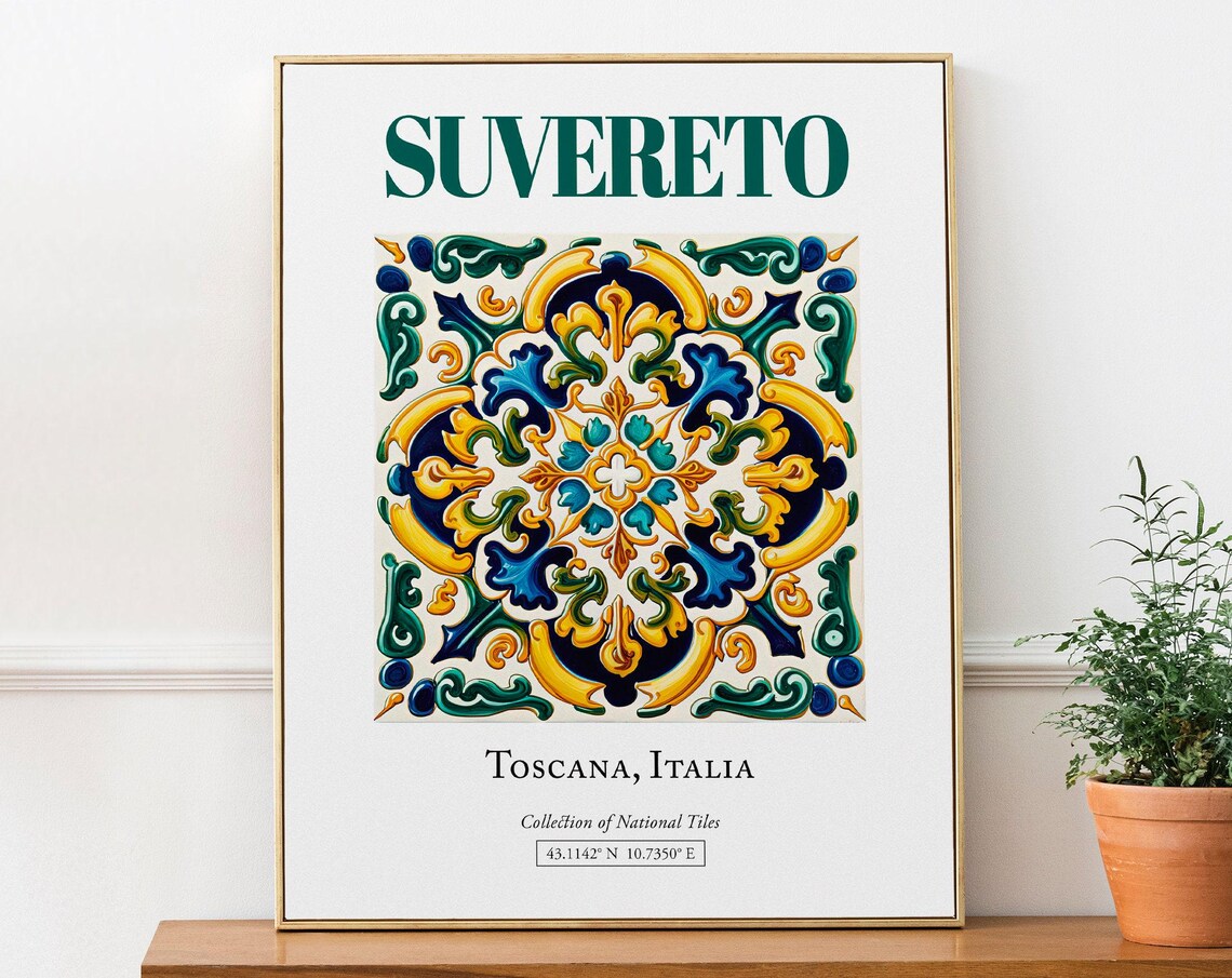 Suvereto Toscana Italy Folk Maiolica Tile Art Print