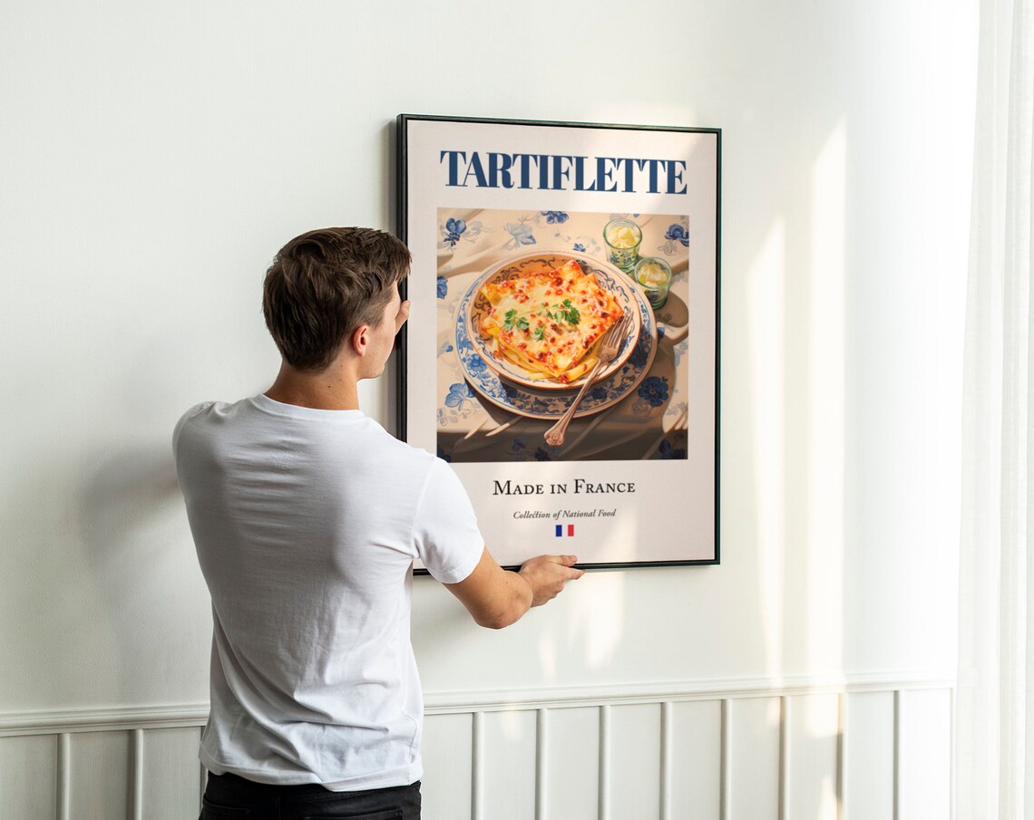 Tartiflette on Maiolica Tile Plate, French Food Art Print - Image 2