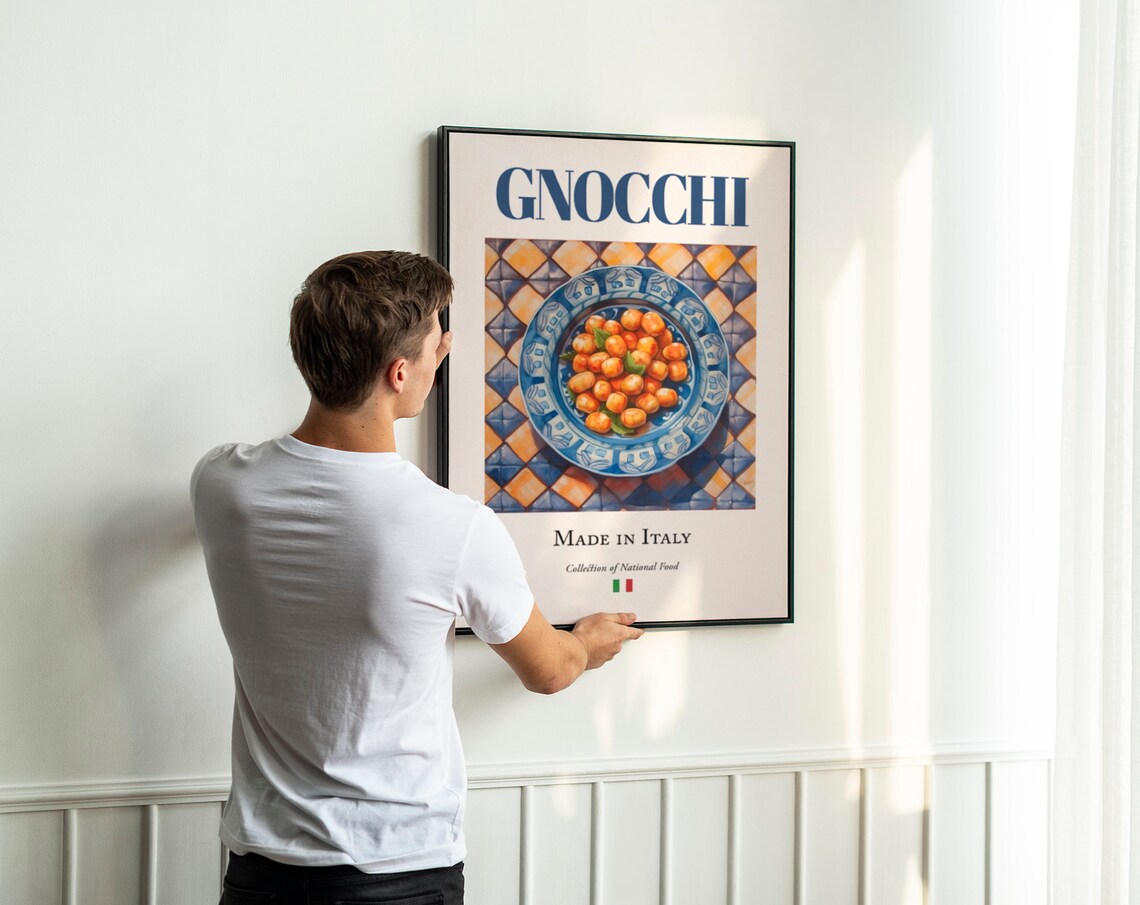 Gnocchi On Maiolica Tile Plate, Kitchen Wall Art Print - Image 3