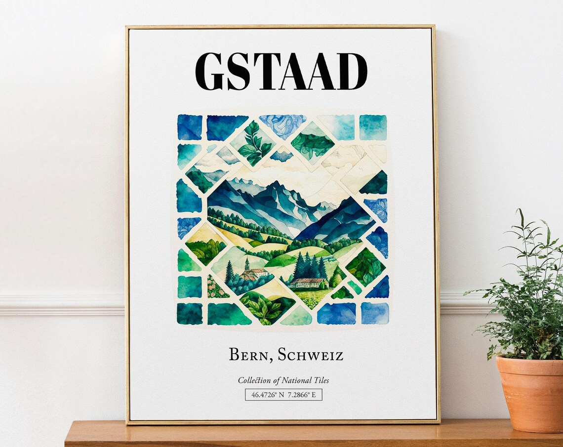 Gstaad Bern Schweiz Traditional Tile Pattern Art Print