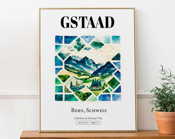 Gstaad Bern Schweiz Traditional Tile Pattern Art Print