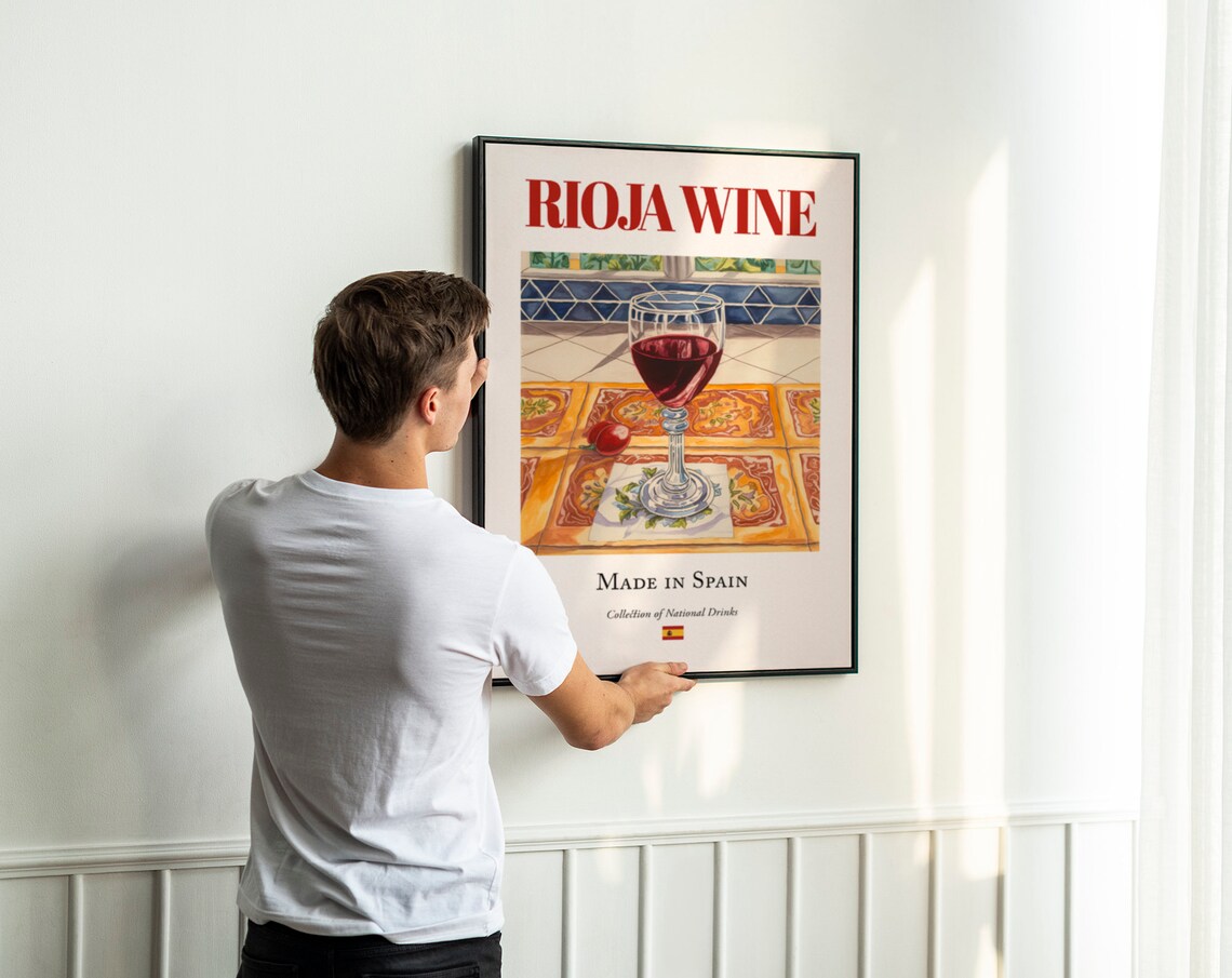 Rioja Wine on Maiolica Tile, Spanish Poster Print - Image 3