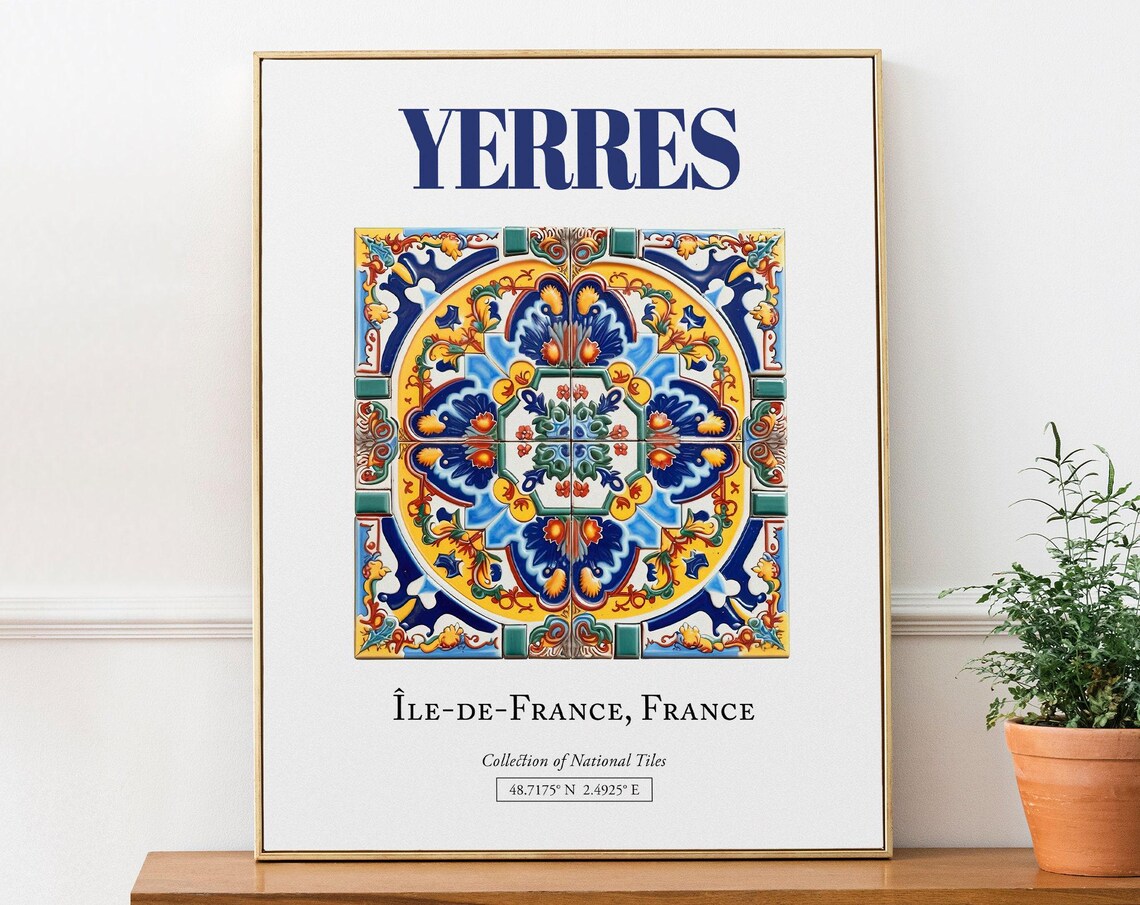 Yerres, France Traditional Tile Travel Poster