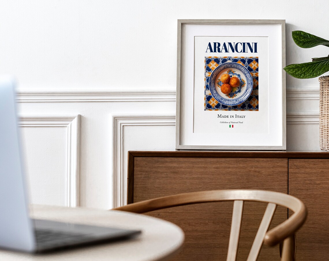 Arancini on Maiolica Tile Plate, Italian Food Poster - Image 4