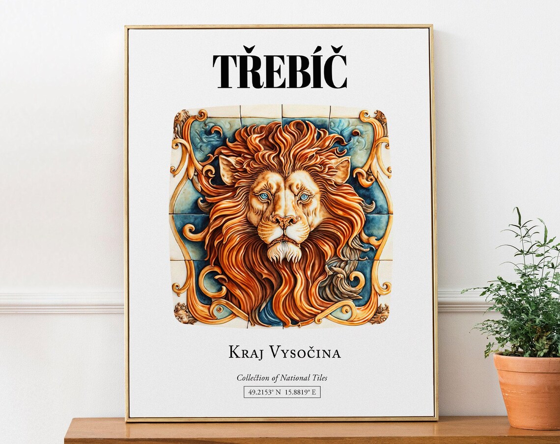 Teb Czech Republic Heraldic Lion Tile Pattern Art Print