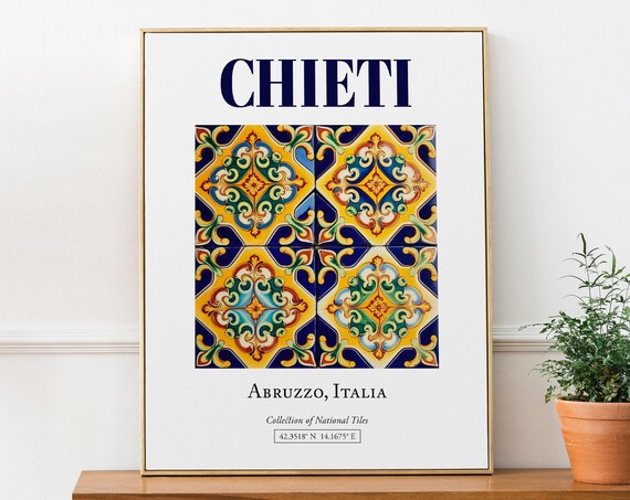 Chieti Abruzzo Italy Folk Maiolica Tile Travel Poster