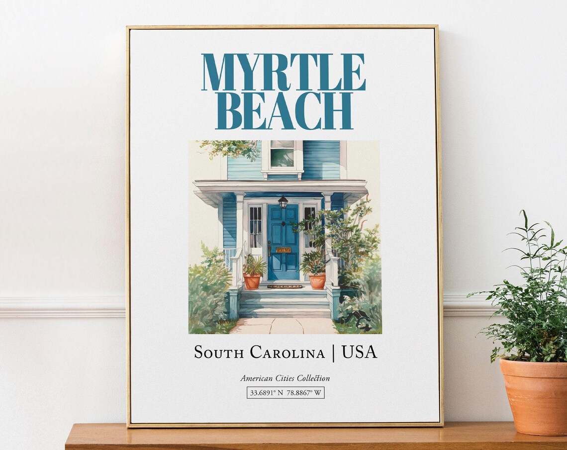 Myrtle Beach South Carolina Minimalist Watercolor Travel Poster