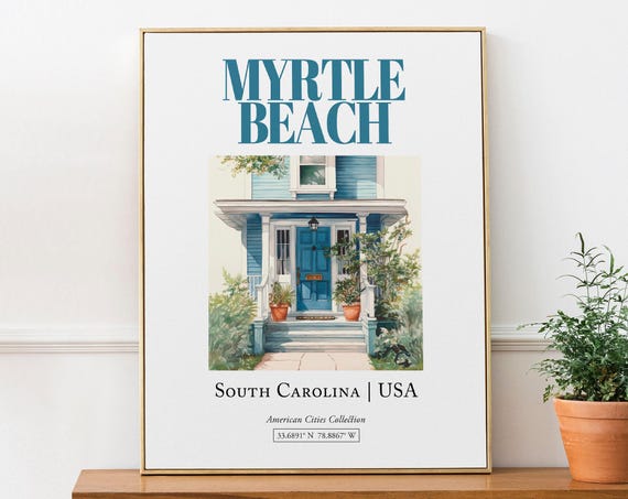 Myrtle Beach South Carolina Minimalist Watercolor Travel Poster