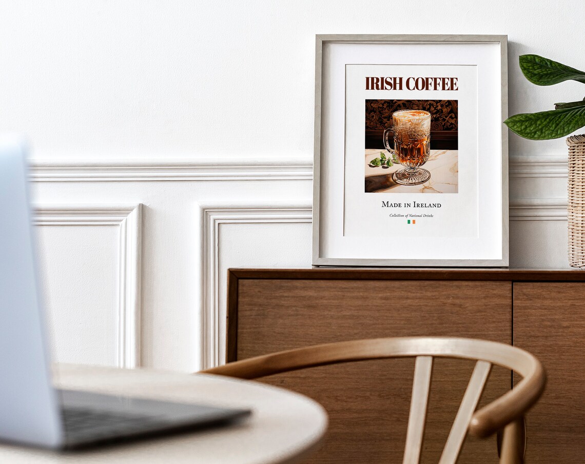 Irish Coffee on Maiolica Tile, Traditional Bar Poster - Image 3