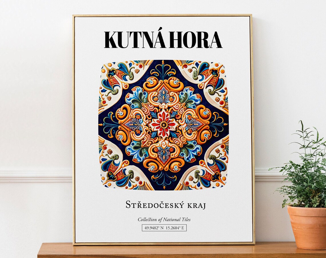 Kutna Hora Traditional Tile Pattern Travel Poster
