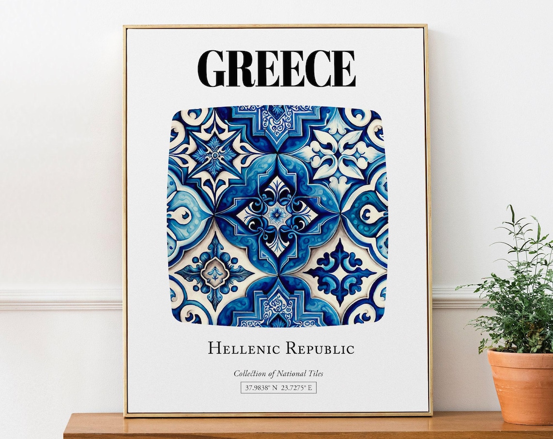 Greece Timeless Tile Pattern Art Print Poster