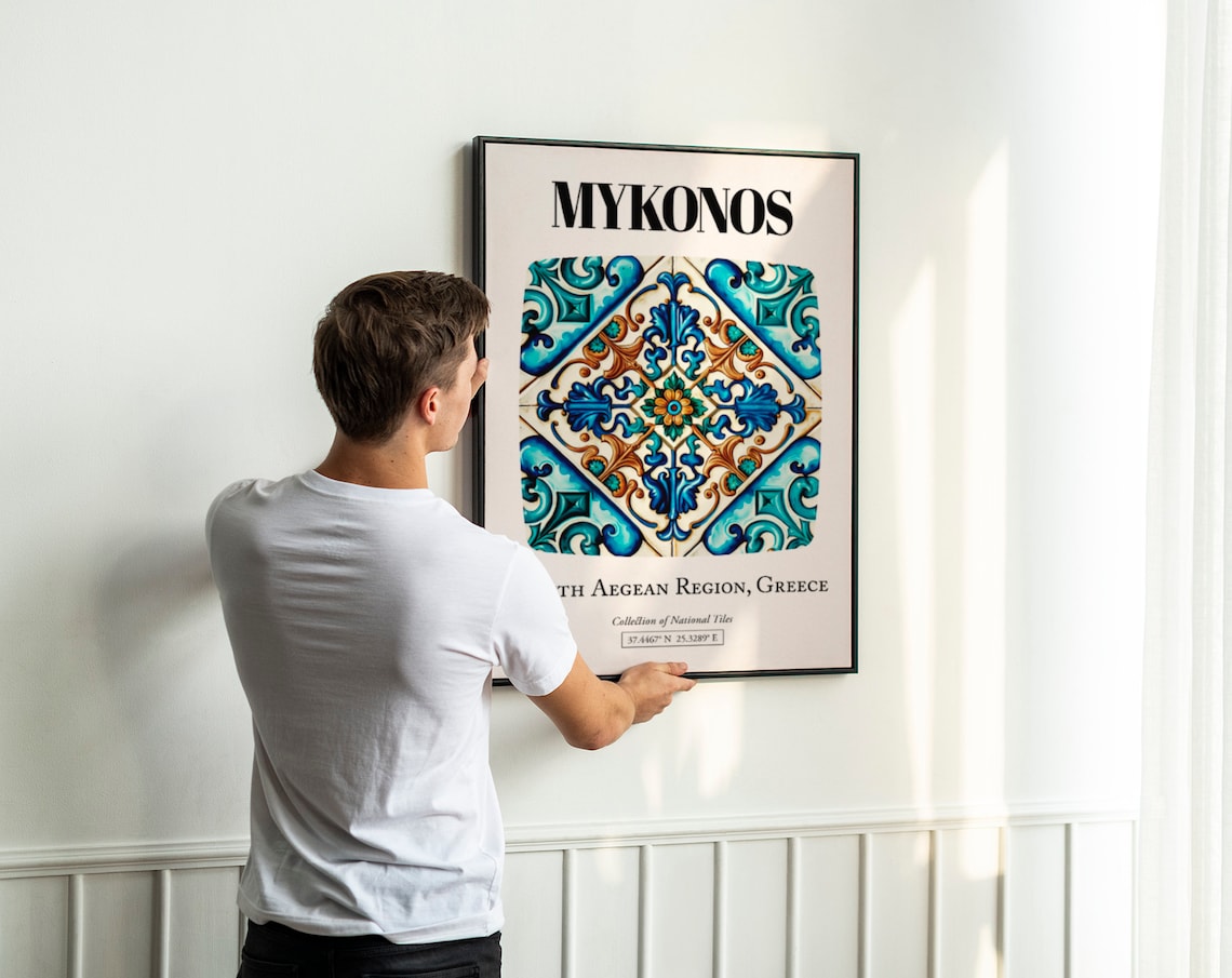 Mykonos Vibrant Tile Patterns, Greek Island Poster - Image 2