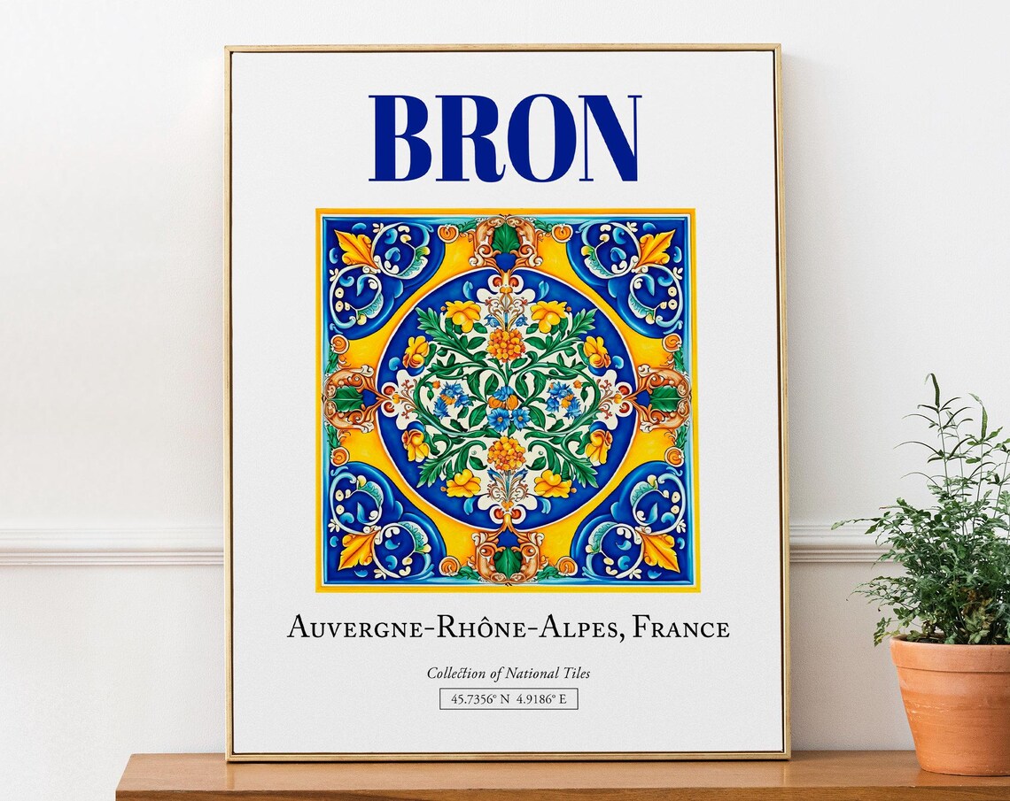 Bron Auvergnerhnealpes France Minimalist Travel Poster