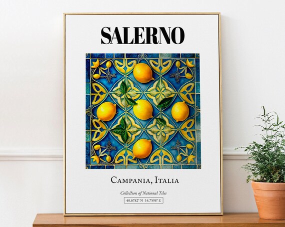 Salerno Campania Italy Lemon Tile Travel Poster