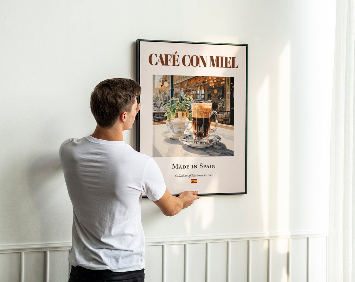 Caf Con Miel on Maiolica Tile, Poster Print - Image 3