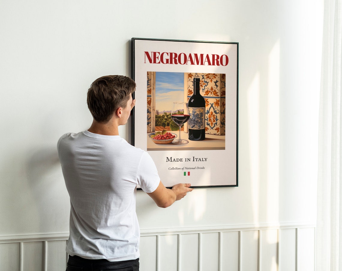Negroamaro on Maiolica Tile, Italian Beverage Poster - Image 3